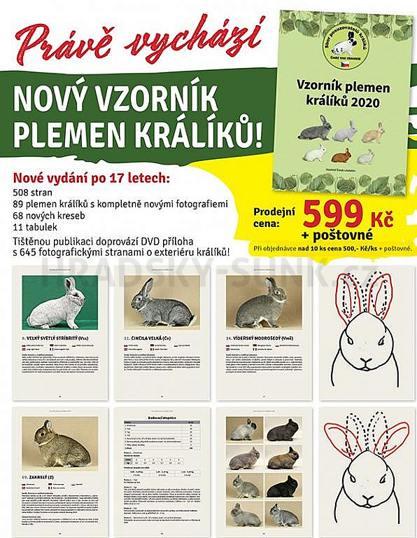 Vzorník plemen králíků, nový, 508 stran