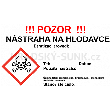 Samolepící bezpečnostní etiketa na deratizační staničku